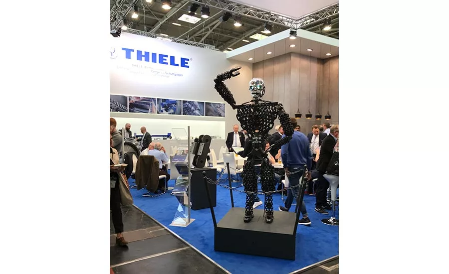 steel chain figure on display at Bauma