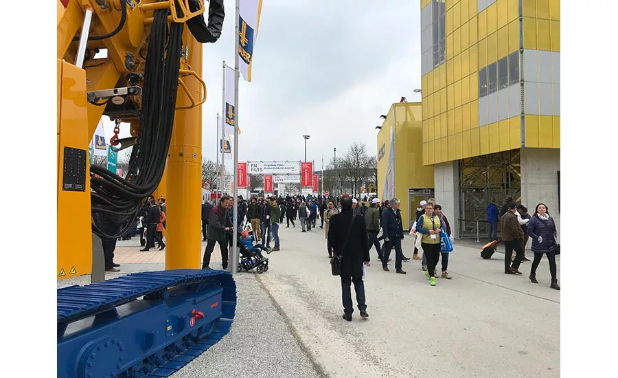 attendees walking through drilling rigs area at Bauma 2019
