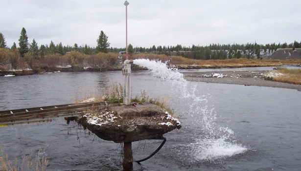 Montana Fish and Game Commission crews had to extend a ladder to inspect the well
