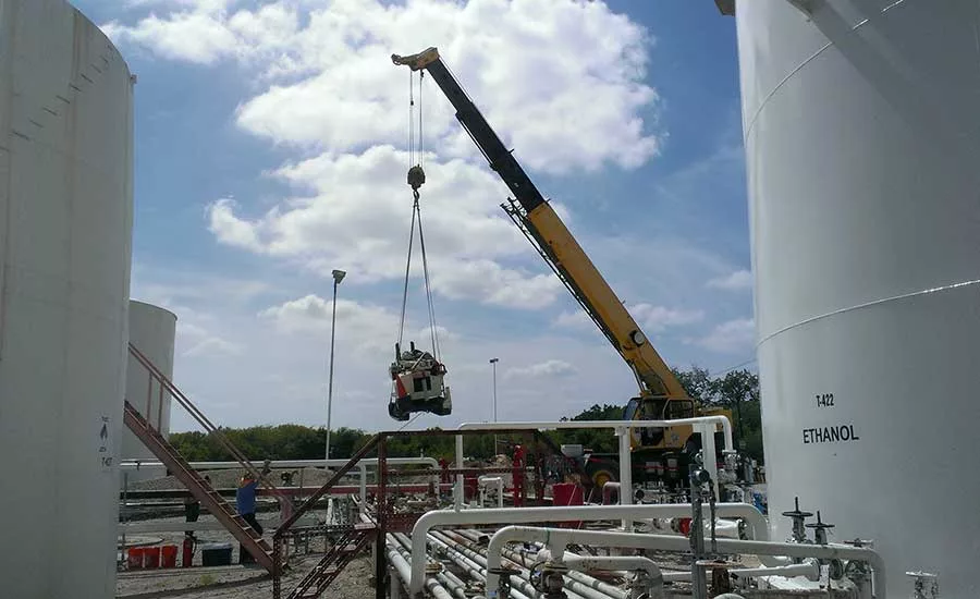 Geoprobe lifted by crane