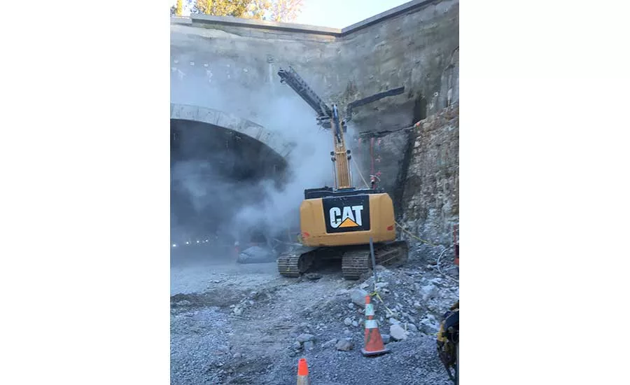 Rock anchor installation on tunnel portal