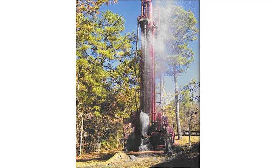 1996 schramm T450 drilling rig hitting water