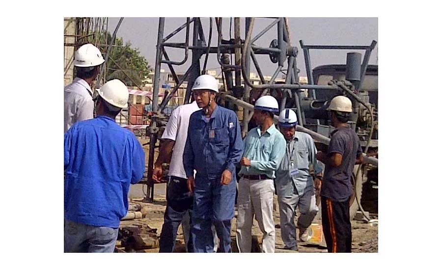 technical experts inspect water well in Pakistan