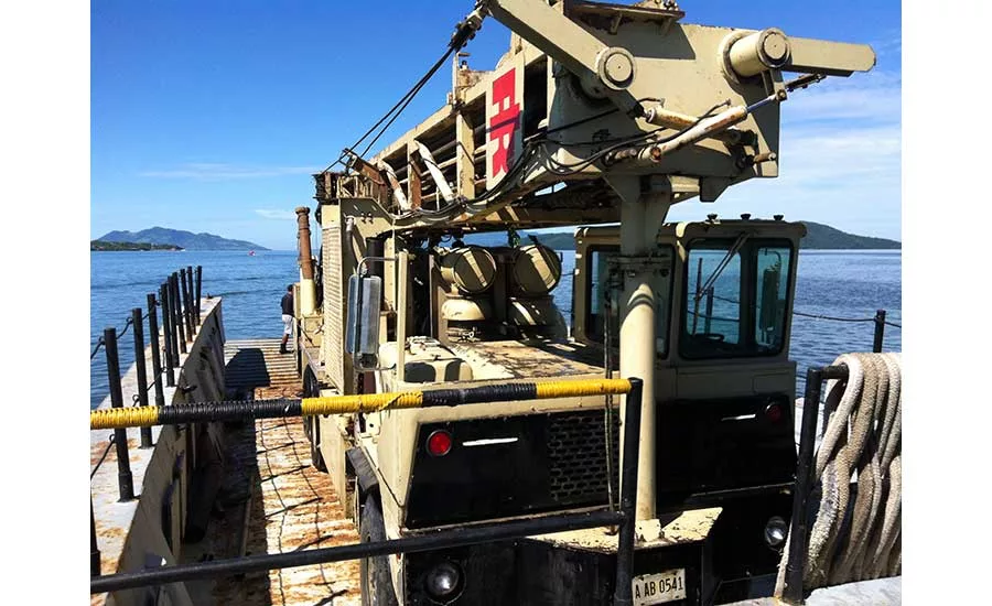 T4W drilling rig aboard navy ferry