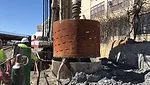 cleaning a drilled shaft on the Union Square Branch of the Green Line Extension project