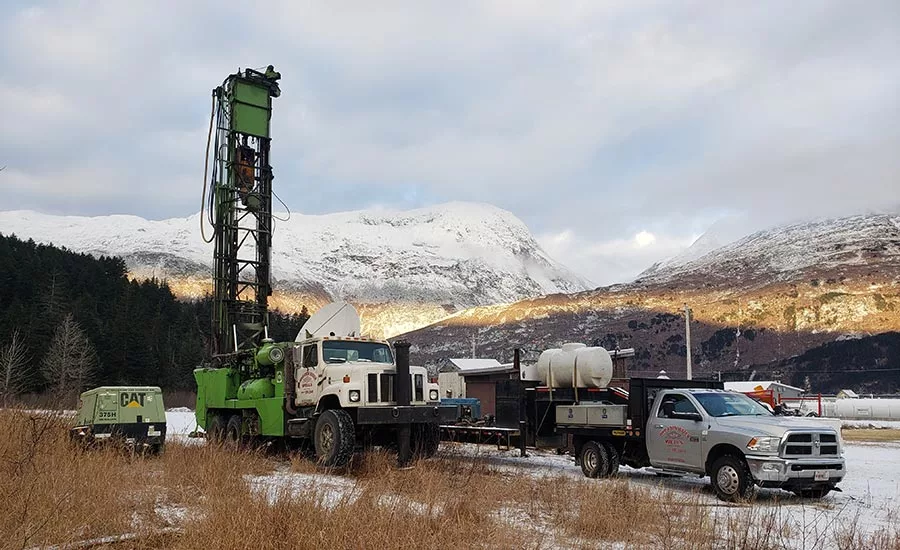 setting up for a new well in Whittier, Alaska