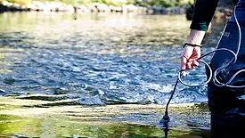 Water testing in the river