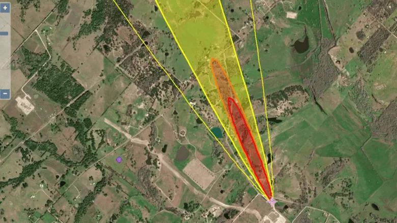 This is an image shared by the local fire department to warn residents of the toxic path