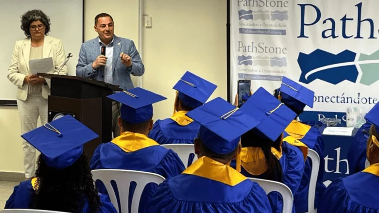 EPA Region 2 Administrator Michael Martucci presenting at the Pathstone Corporation's Brownfields Job Training Program graduation ceremony.