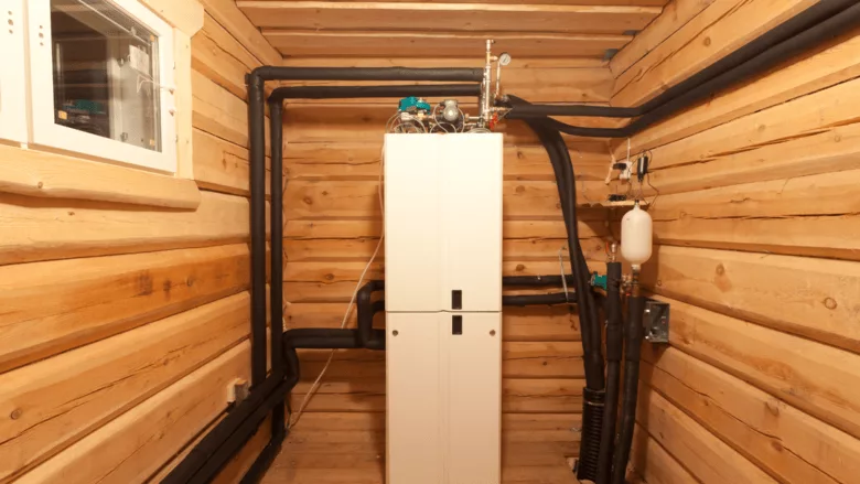 A geothermal heating system in a house.