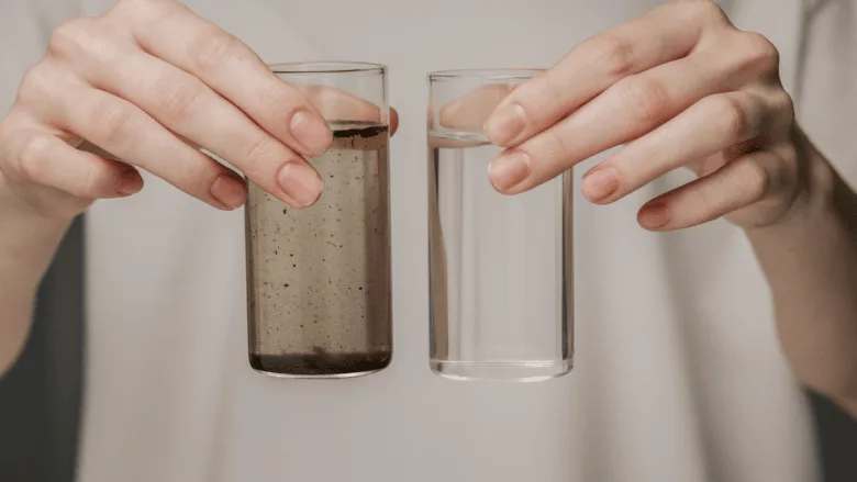 An image of clean water vs dirty water