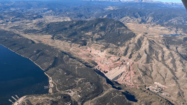 The Chimney Hollow Reservoir project taken from a small plane.