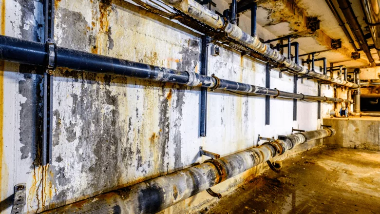 An image of an outdated boiler room