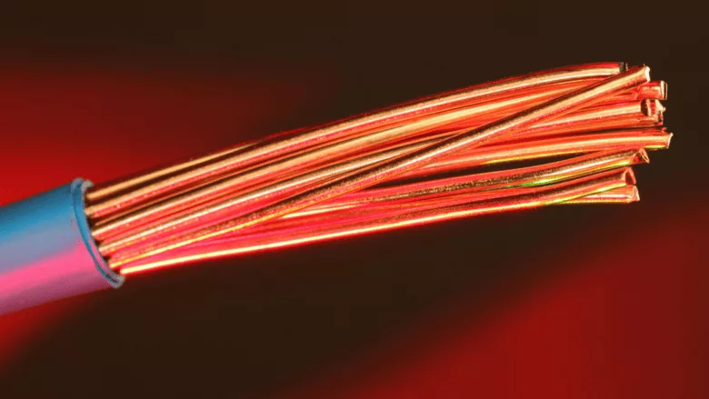 A closeup image of a copper wire