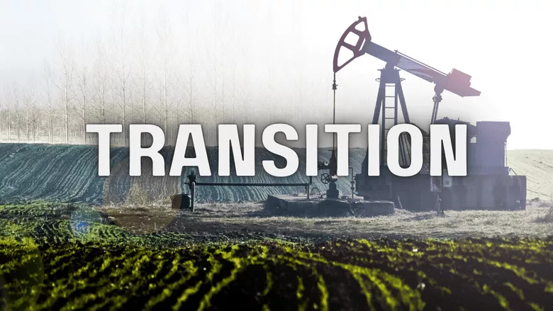 An oil rig in the background