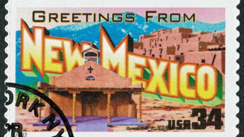 Canceled stamp featuring the state of New Mexico