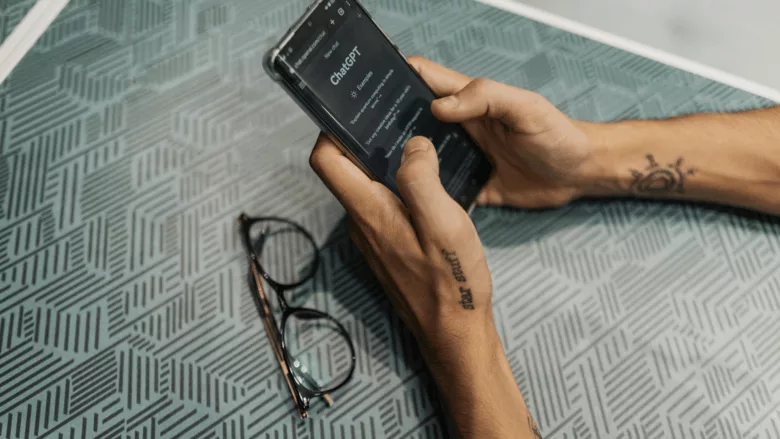 Someone using ChatGPT on their phone