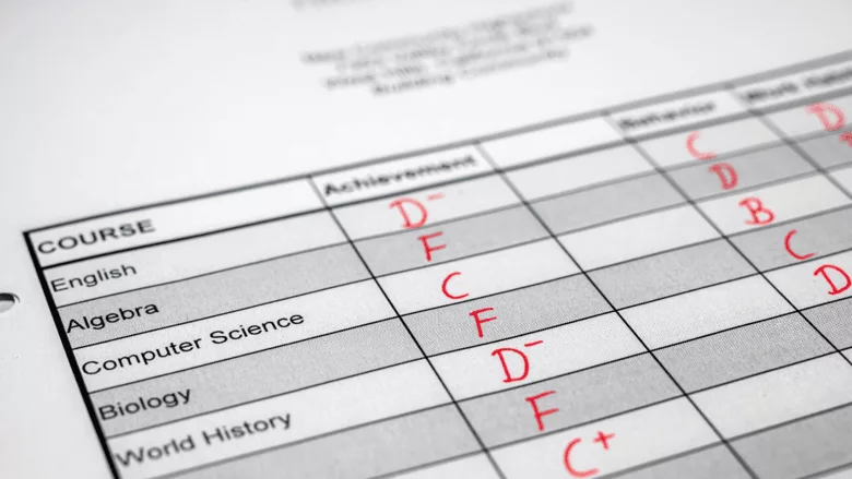 An image of a poorly graded report card