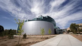 The entrance to the National Security Building at the Los Alamos National Laboratory in New Mexico