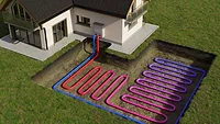 An image of a geothermal heat pump system underneath a house 
