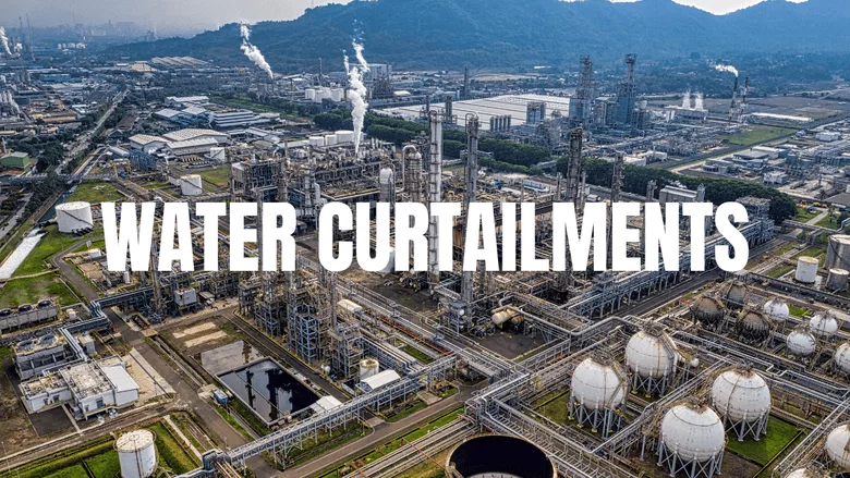 An overhead view of an oil refinery