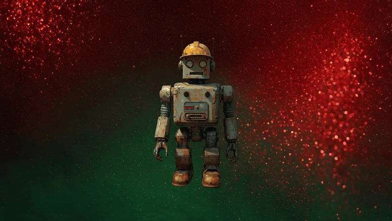 AN image of a robot with a safety hat on.