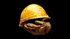 An image of gloves and a hardhat