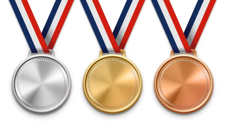 An image of three medals