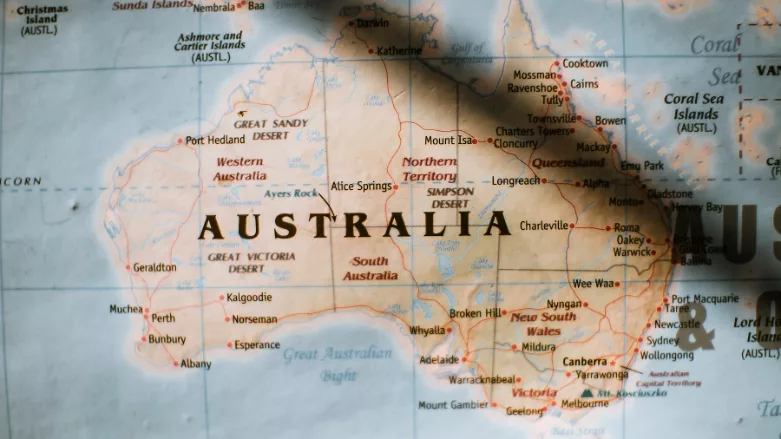 An image of Australia on the map