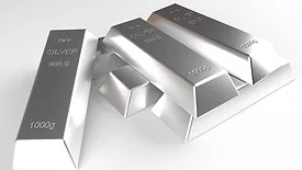 An image of silver bars on a white background
