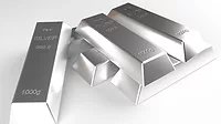 An image of silver bars on a white background