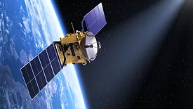 An image of a satellite around the globe
