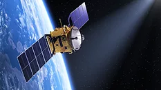 An image of a satellite around the globe
