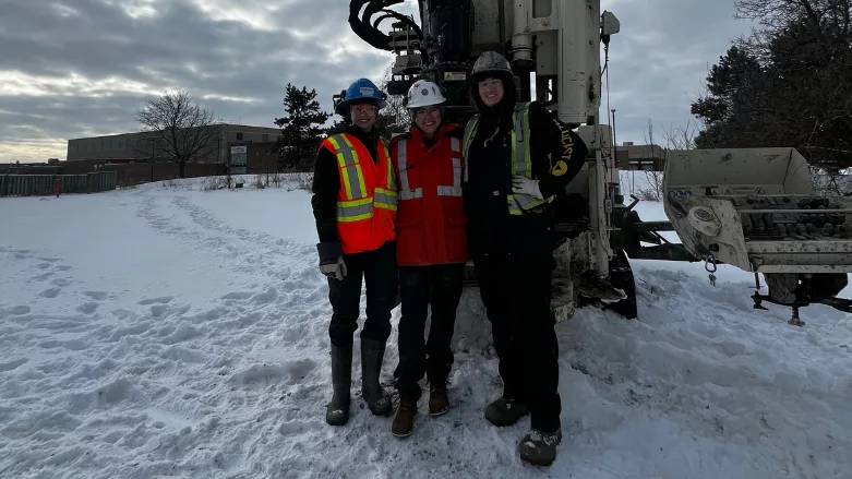 Three women on a drilling crew in Canada