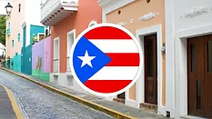 An image of a puerto rican neighborhood with the flag overlayed
