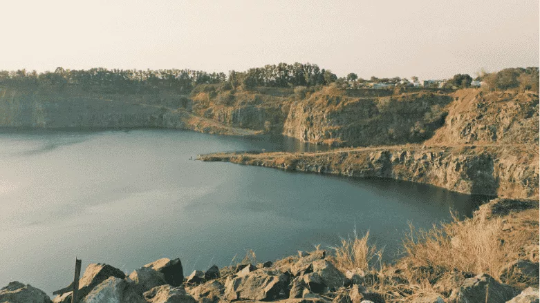 AN image of a quarry lake