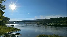An image of the Potomac River and the sun