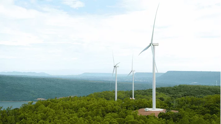 Wind Turbines spin in a field