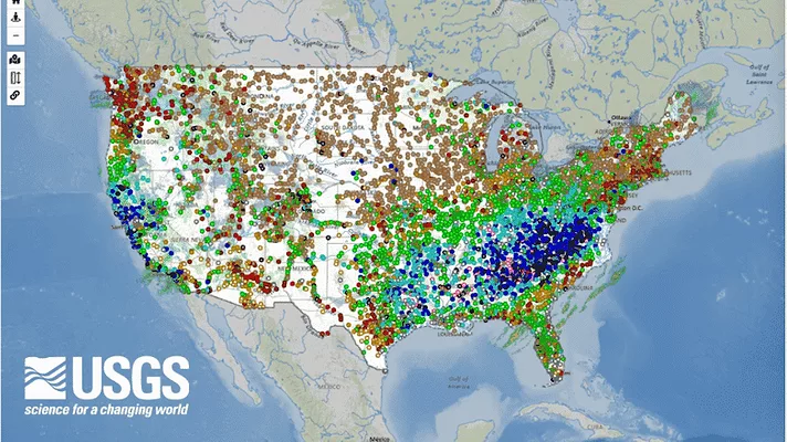 Map of USGS tool
