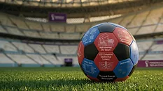 A soccer ball with geothermal drawings on it