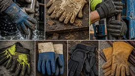 A collection of heavy duty work gloves