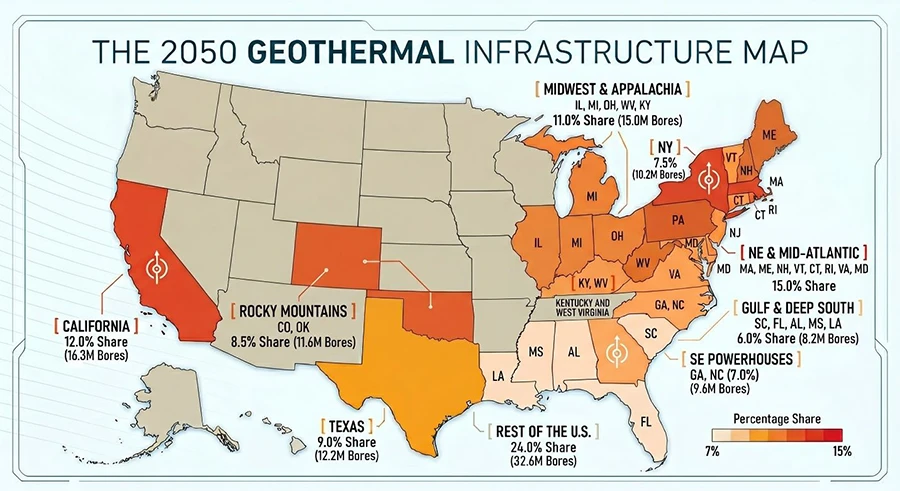 A projected Geothermal Map of 2050