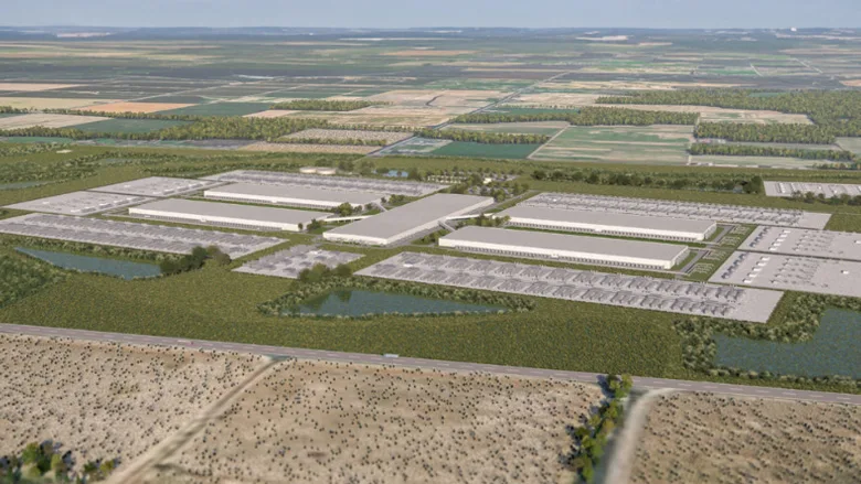 An artist's rendition of the finished data center
