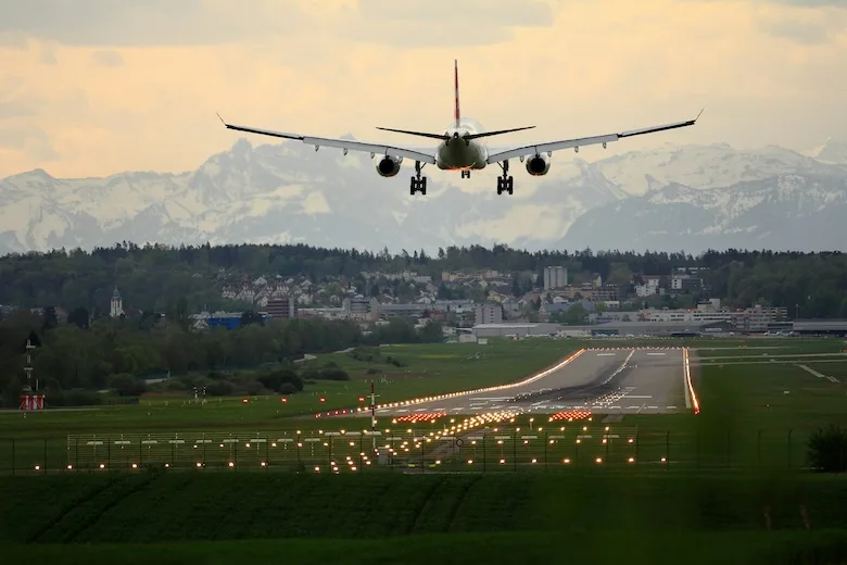 Plane lands at airport