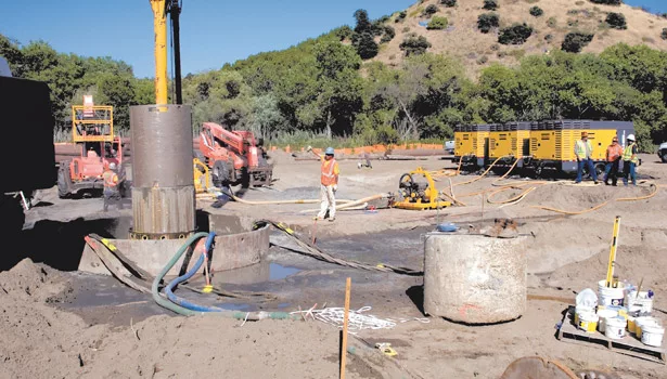 The Atlas Copco cluster drill rig, which Anderson Drilling crews named Thor