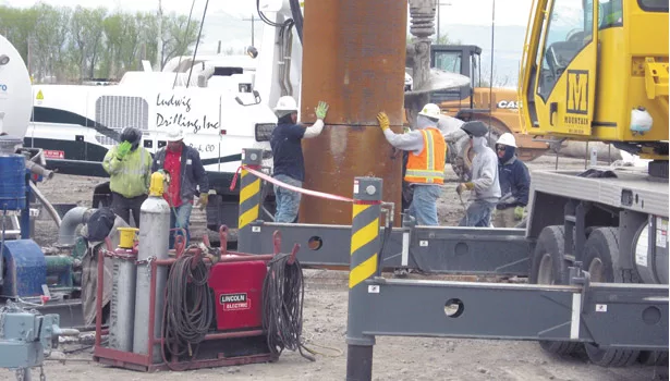 Hydro Resources crews set the surface casing on well 14