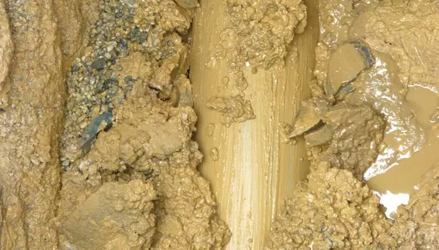 Fresh PVC can be seen in the mud