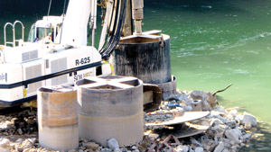 drilling a shaft for the North Fork White River Bridge