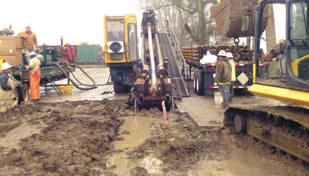 The location of the downhole annular pressure tool relative to the 9.875-inch milled tooth tri-cone drill bit. Source: GeoEngineers' photos