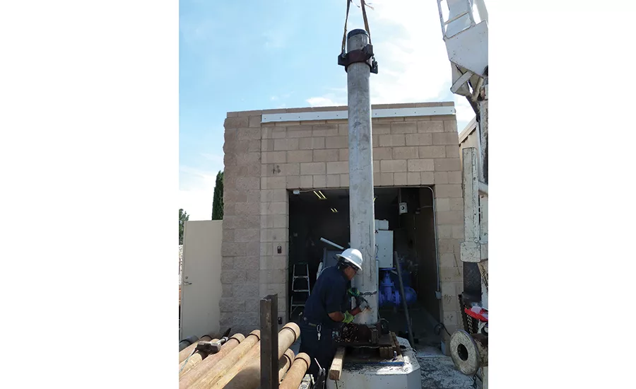 16-inch cased well, gravel packed